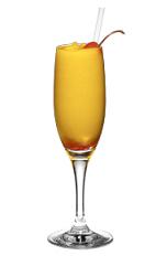 Absolut Frozen Bridge - The Absolut Frozen Bridge drink is made  from Absolut Apeach, mango puree and grenadine, and served in a champagne flute.
