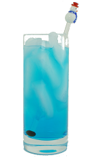 Alaska Iced Tea - The Alaska Iced Tea drink is made from Gin, Vodka, White Rum, Cointreau, Blue Curacao and 7-Up, and served in a highball glass.