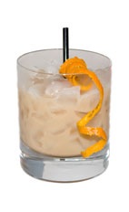 An Orange Christmas - The Orange Christmas drink is made from Kahlua Peppermint Mocha, Cointreau and Irish cream, and served in an old-fashioned glass.