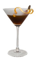 Apple Mint Cocktail - The Apple Mint cocktail is made from Kahlua Peppermint Mocha, applejack and dark creme de cacao, and served in a chilled cocktail glass.