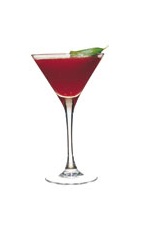 Basil Grande - The Basil Grande cocktail is made from Grand Marnier, vodka, basil, raspberry liqueur and cranberry juice, and served in a chilled cocktail glass.