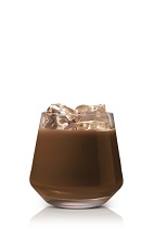 Black Karamel Russian - The Black Karamel Russian drink is made from Stoli Salted Karamel Vodka, Kahlua coffee liqueur and light cream, and served in an old-fashioned glass.