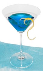 Blue Moon - The Blue Moon cocktail is made from Gin and Blue Curacao, and served in a chilled cocktail glass.