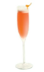 Bois de Rose - The Bois de Rose cocktail is made from gin, St-Germain elderflower liqueur, Aperol, lemon juice and chilled champagne, and served in a chilled champagne flute.