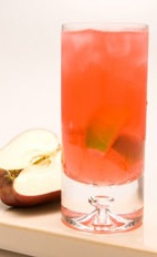 Candy Apple Caipirinha - The Candy Apple Caipirinha drink is made from Leblon Cachaca, apple liqueur, lemon-lime soda, sour mix and lime, and served in a highball glass.