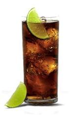 Cuervo Gold & Cola - The Cuervo Gold & Cola drink is made from Jose Cuervo Especial tequila, cola and lime wedges, and served in a highball glass.