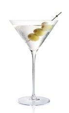 Dirty Martini - The Dirty Martini cocktail is made from Gin, Dry Vermouth and olive brine, and served in a chilled cocktail glass.