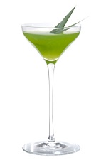 Forbidden Fruit - The Forbidden Fruit cocktail is made from Zubrowka vodka, sake, Midori melon liqueur, kiwi, lemon juice and sugar, and served in a chilled cocktail glass.
