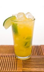 Freeport Freeze - The Freeport Freeze drink is made from cachaca, sugarcane juice, lime and mango, and served in a highball glass.