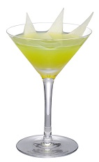 Green Eyed Tiger - The Green Eyed Tiger cocktail is made from silver tequila, Midori melon liqueur, ginger, orange juice and lime juice, and served in a chilled cocktail glass.