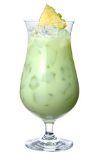 Green Eyes - The Green Eyes drink is made from Midori melon liqueur, rum, coconut cream, pineapple juice and lime juice, and served in a chilled hurricane glass.