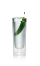 Hot Shot - The Hot Shot is made from Stoli Hot Jalapeno Vodka and a jalapeno pepper, and served in a chilled shot glass.