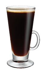 Kahlua Hot Coffee - The Kahlua Hot Coffee drink is made from Kahlua coffee liqueur and hot coffee, and served in an Irish coffee glass.
