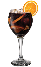 Kahlua Sangria - The Kahlua Sangria drink is made from Kahlua coffee liqueur and sangria (red wine, fresh fruit, club soda), and served in a chilled wine glass.