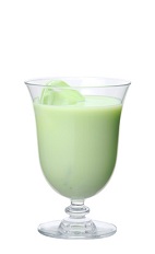 Midori Milk - The Midori Milk drink is made from Midori melon liqueur and milk, and served in a parfait glass.