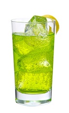 Midori Rickey - The Midori Rickey drink is made from Midori melon liqueur, club soda and lime, and served in a highball glass.