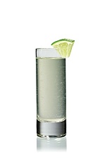 Mini Mule Shot - The Mini Mule Shot is made from Stoli vodka, lime and ginger ale, and served in a chilled cocktail glass.