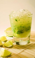 Mint Caipirinha - The Mint Caipirinha drink is made from cachaca, mint and lime, and served in an old-fashioned glass.