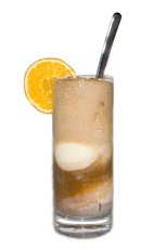 Mint Float - A wonderful drink for Christmas, the Mint Float is made from Kahlua Pepeprmint Mocha, Coke and vanilla ice cream, and served in a highball glass.
