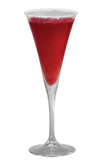 Champagne PAMA - The Champagne PAMA drink is made from PAMA Pomegranate Liqueur and Champagne, and served in a chilled sugar-rimmed champagne flute.
