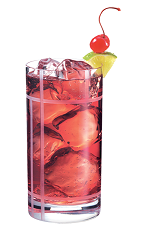 Club PAMA - The Club PAMA drink is made from PAMA Pomegranate Liqueur and club soda, and served in a highball glass.