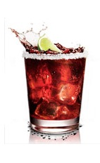 Pomegranate Margarita - The Pomegranate Margarita drink is made from Jose Cuervo gold tequila, lime margarita mix  and pomegranate juice, and served in an old-fashioned glass.