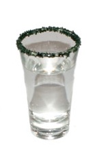 Skinned Alive - The Skinned Alive shot is made from vodka and peppermint schnapps, and served in a chilled sugar-rimmed shot glass.