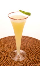 South of Rio - The South of Rio cocktail is made from cachaca, agave nectar, lime, cucumber and jalapeno, and served in a chilled cocktail glass.