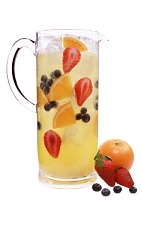 Sparkling Acai Sangria Pitcher - The Sparkling Acai Sangria Pitcher is made from VeeV acai spirit, St Germain elderflower liqueur, orange juice and champagne, and served in a pitcher. This recipe makes 6 servings.