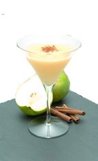 Spiced Pear - The Spiced Pear cocktail is made from cachaca, pear nectar, simple syrup, lemon and spices, and served in a chilled cocktail glass.