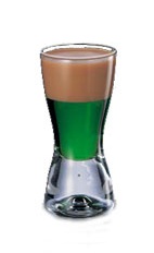 Springbok Shot - The Springbok Shot is made by layering Amarula over creme de menthe in a chilled shot glass.