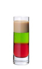 Squashed Frog - The Squashed Frog shot is made from Midori melon liqueur, grenadine and advocaat, and served in a chilled shot glass.