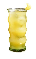Sunkiss - The Sunkiss drink is made from Cointreau, pineapple juice and grapefruit juice, and served in a highball glass.