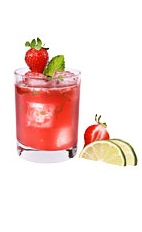Superfruit Fizz - The Superfruit Fizz drink is made from VeeV acai spirit, strawberry puree, lime, ginger ale and agave nectar, and served in an old-fashioned glass.