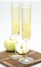Verdes - The Verdes drink is made from cachaca, elderflower liqueur, simple syrup, lemon juice, apple and jicama, and served in a chilled champagne flute.