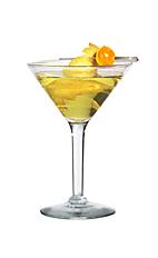 Absolut Lightness - The Absolut Lightness cocktail is made from citrus vodka (aka Absolut Citron), Strega liqueur, creme de bananes and lemon juice, and served in a cocktail glass.