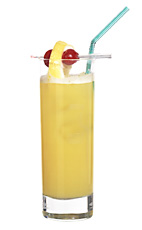 Amsterdam - The Amsterdam drink is made from gin, triple sec and orange juice, and served in a highball glass.