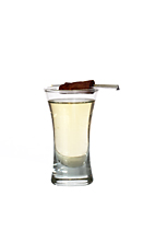 Apple Cake shooter - The Apple Cake Shooter is made from apple liqueur, vanilla vodka and cinnamon, and served in a shot glass.