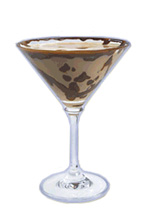 Choko Toffee Martini - The Choko Toffee Martini cocktail is made from Dooleys, vodka and a chocolate bar, and served in a cocktail glass.
