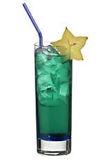 Deep Sea Battery - The Deep Sea Battery drink is made from blackcurrant vodka (aka Absolut Kurant), blue curacao and Battery energy drink (or Red Bull), and served in a highball glass.
