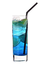 Delete - The Delete drink is made from vodka, blue curacao, lime and lemon-lime soda, and served in a highball glass.