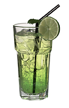DJ - The DJ Drink is made from Bacardi Limon, Midori Melon Liqueur and lemon-lime soda, and served in a highball glass.