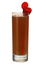 Equator - The Equator drink is made from gin, raspberry liqueur and passionfruit juice, and served in a highball glass.