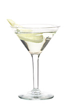Grappelini - The Grappelini cocktail is made from gin, dry vermouth and Sourz Apple, and served in a cocktail glass.