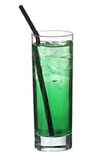 Green Elevation - The Green Elevation drink is made from gin, green curacao and apple soda, and served in a highball glass.