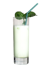 The Hulk - The Hulk drink is made from vodka, Midori Melon Liqueur and milk, and served in a highball glass.