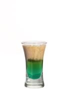 Irish Flag Shot - The Irish Flag Shot is made from Mandarine Napoleon, creme de menthe and Baileys Irish Cream, and served in a shot glass.