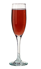 Kir Imperial - The Kir Imperial drink is made from champagne and raspberry liqueur, and served in a champagne flute.