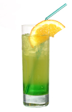 Midori Splice - The Midori Splice drink is made from Midori Melon Liqueur, Malibu Coconut Rum and pineapple juice, and served in a highball glass.
