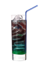 Night Black - The Night Black drink is made from black vodka, Sourz Apple, green curacao, blue curacao, cranberry juice and lime juice, and served in a highball glass.